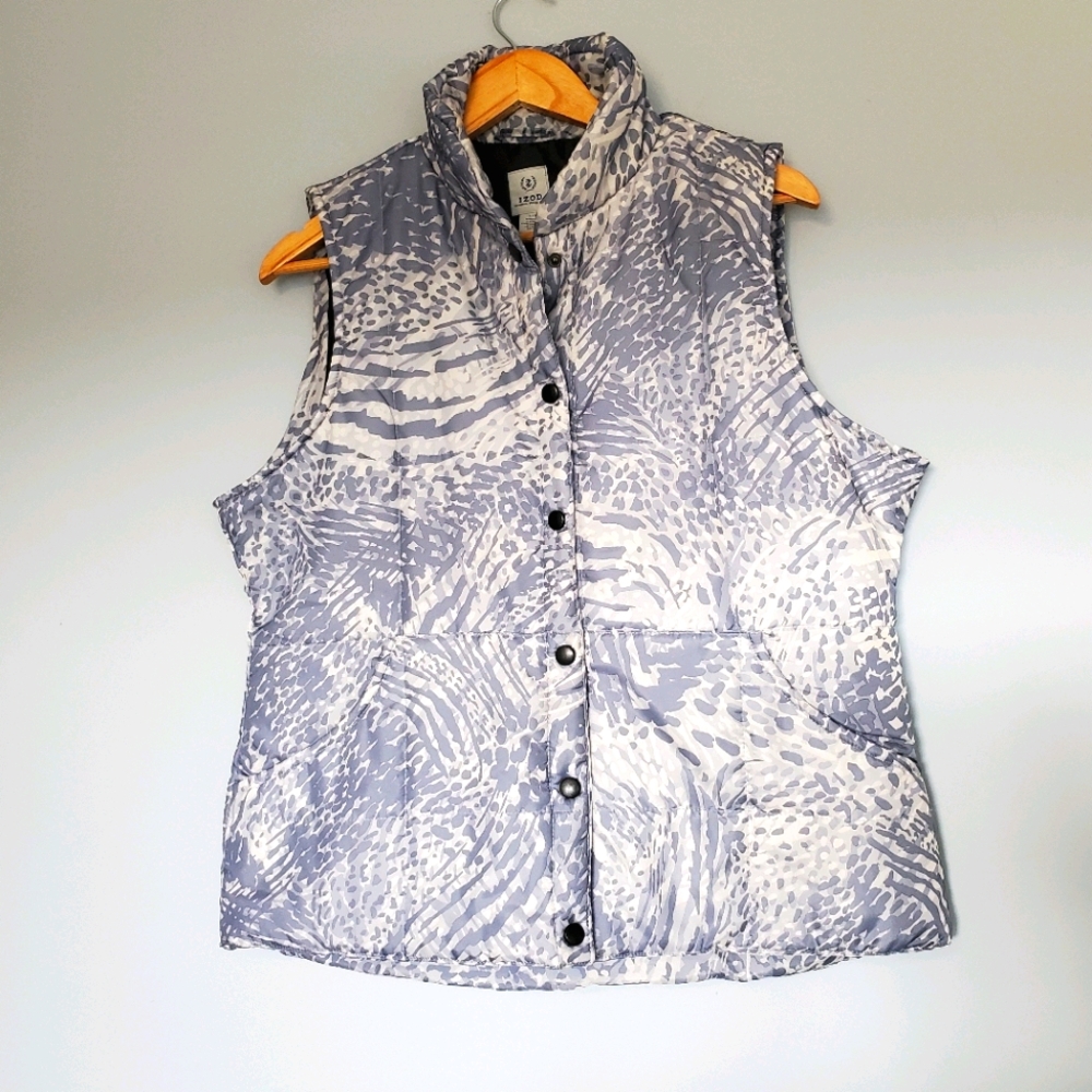IZOD Women's Gray Puffer Vest, Size L